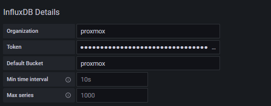 Graphana Influxdb settings